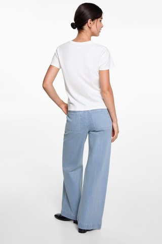 T-shirt coton imprimé - Blanc cassé