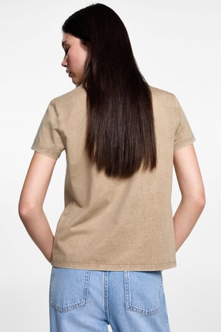 T-shirt coton effet délavé - Ecru