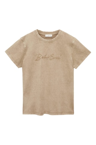 T-shirt coton effet délavé - Ecru
