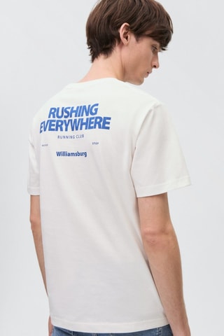 T-shirt coton imprimé - Blanc cassé