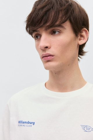 T-shirt coton imprimé - Blanc cassé