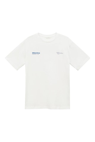T-shirt coton imprimé - Blanc cassé