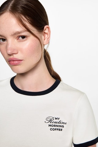 T-shirt imprimé contrastant - Blanc cassé