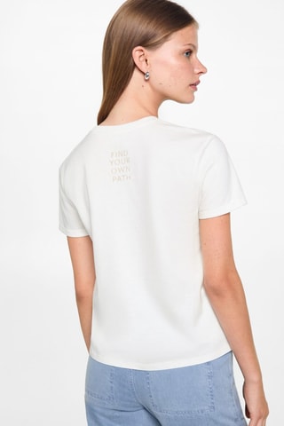 T-shirt coton imprimé - Blanc cassé