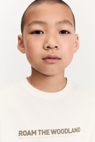 T-shirt coton imprimé - Blanc cassé