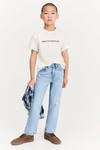 T-shirt coton imprimé - Blanc cassé