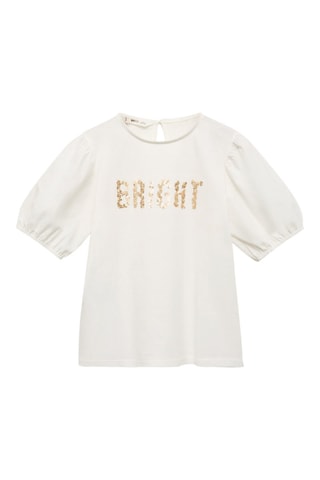 T-shirt paillettes - Blanc cassé