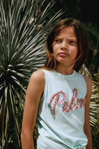 T-shirt détails brodés - Vert d'eau