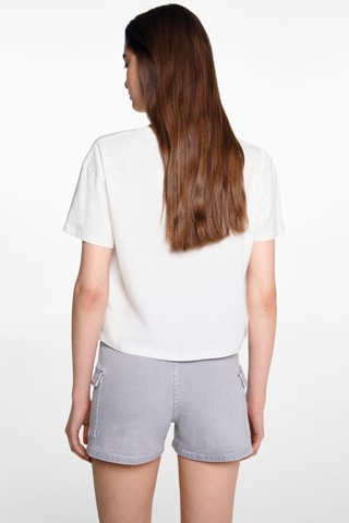 T-shirt crop imprimé - Blanc cassé