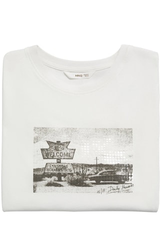 T-shirt crop imprimé - Blanc cassé