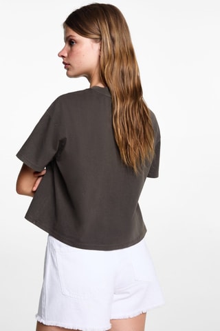 T-shirt crop imprimé - Anthracite