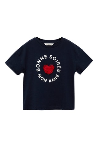 T-shirt imprimé coeur - Bleu marine