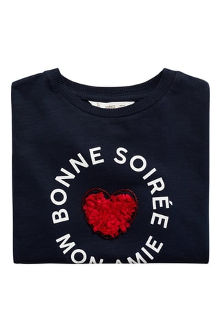 T-shirt imprimé coeur - Bleu marine