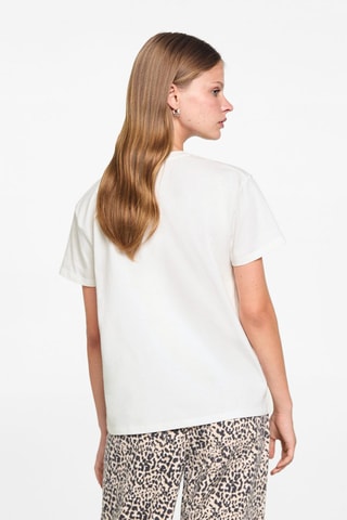 T-shirt coton détail brodé - Blanc cassé