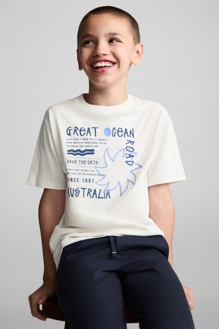 T-shirt imprimé surf - Blanc cassé