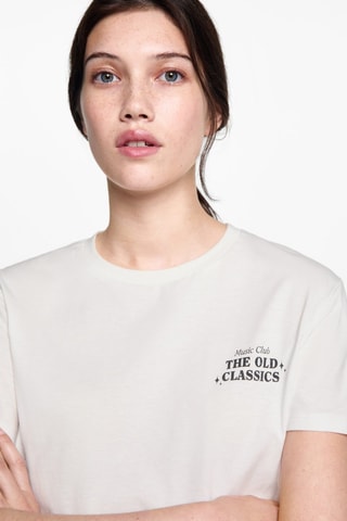 T-shirt coton imprimé - Blanc cassé