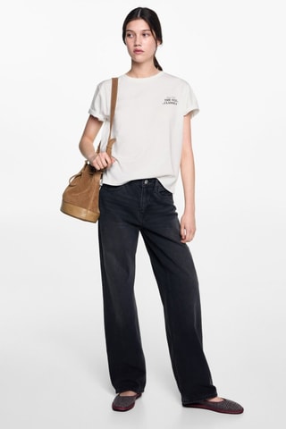 T-shirt coton imprimé - Blanc cassé