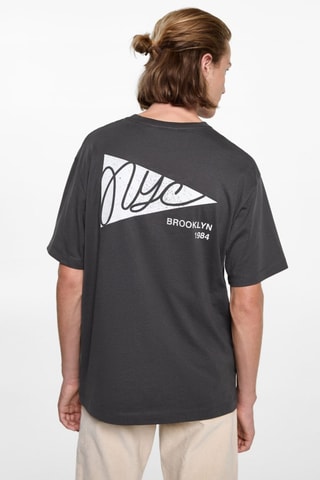 T-shirt oversize imprimé - Gris chiné