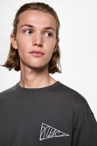 T-shirt oversize imprimé - Gris chiné