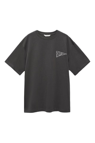 T-shirt oversize imprimé - Gris chiné
