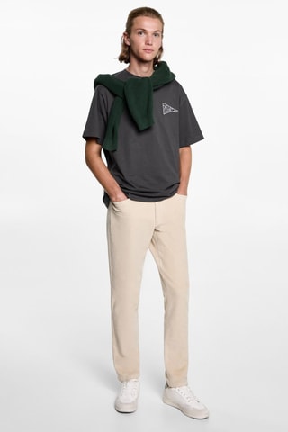 T-shirt oversize imprimé - Gris chiné