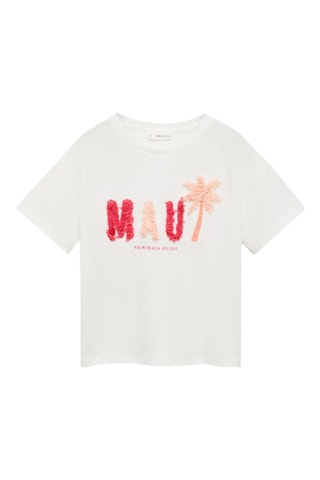 T-shirt coton imprimé - Blanc cassé