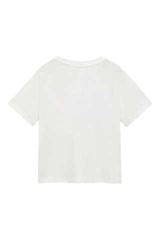 T-shirt coton imprimé - Blanc cassé