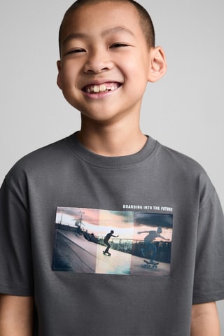 T-shirt coton imprimé - Anthracite