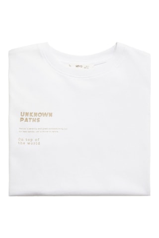T-shirt coton imprimé - Blanc cassé