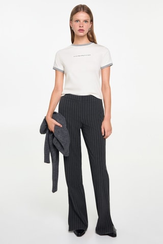 T-shirt bords contrastants - Blanc cassé