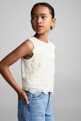 Blouse brodée coton - Ecru