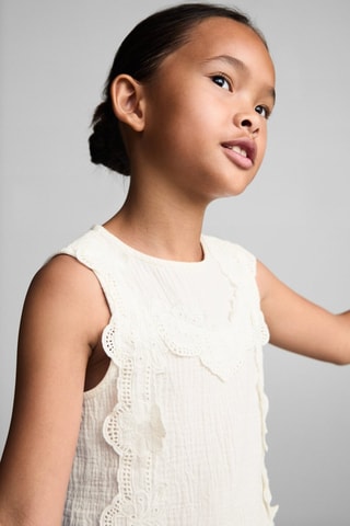 Blouse brodée coton - Ecru