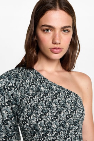 Blouse asymétrique imprimée - Noir