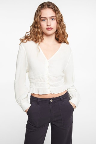 Blouse coton boutonnée - Ecru