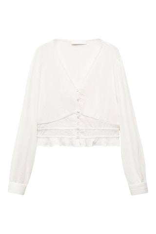 Blouse coton boutonnée - Ecru