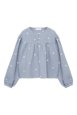 Blouse détails brodés - Bleu