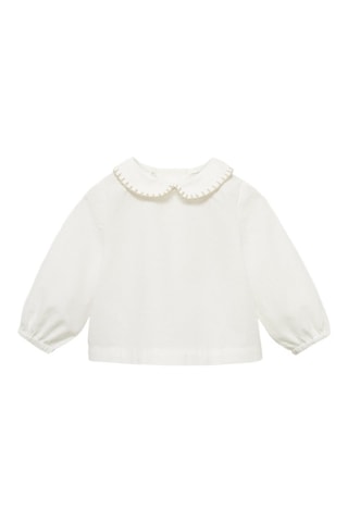 Blouse coton col Claudine - Blanc cassé