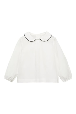 Blouse coton col Claudine - Blanc cassé