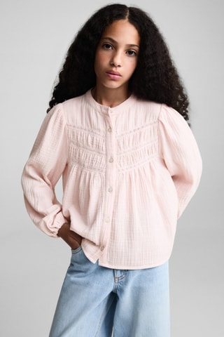 Blouse coton tissu plissé - Rose