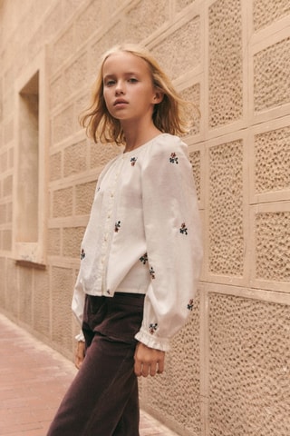Blouse broderie florale - Blanc cassé
