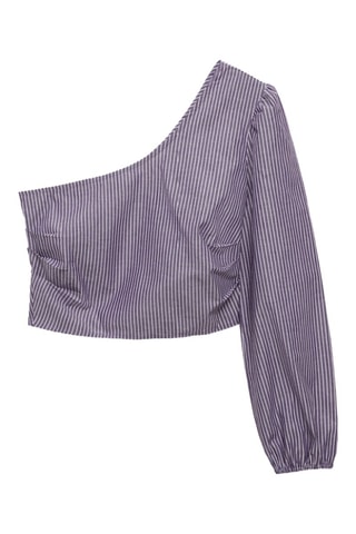 Blouse asymétrique rayures - Bleu clair