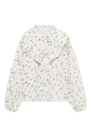 Blouse en imprimé fleuri volants - Blanc cassé