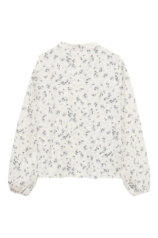 Blouse en imprimé fleuri volants - Blanc cassé