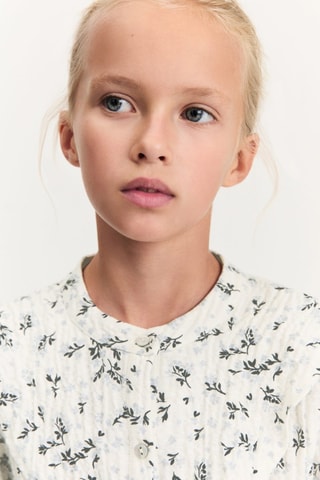 Blouse en imprimé fleuri volants - Blanc cassé