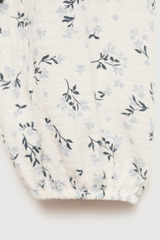 Blouse en imprimé fleuri volants - Blanc cassé
