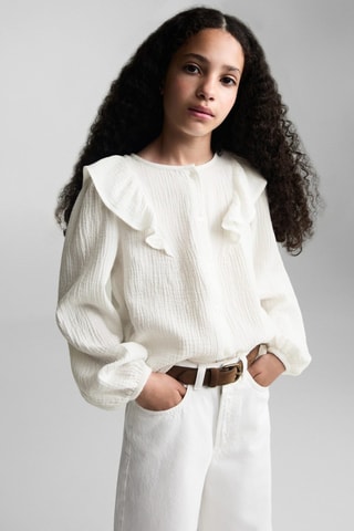Blouse coton tissu plissé - Blanc