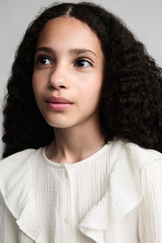 Blouse coton tissu plissé - Blanc