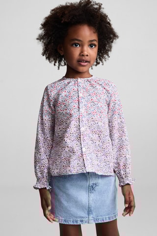 Blouse imprimée boutonnée - Blanc