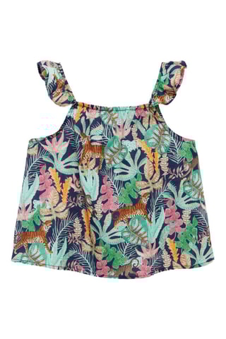 Blouse en imprimé tropical - Bleu marine