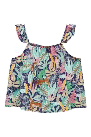 Blouse en imprimé tropical - Bleu marine